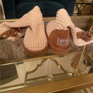 UGG Cream Knit and Brown Suede boots